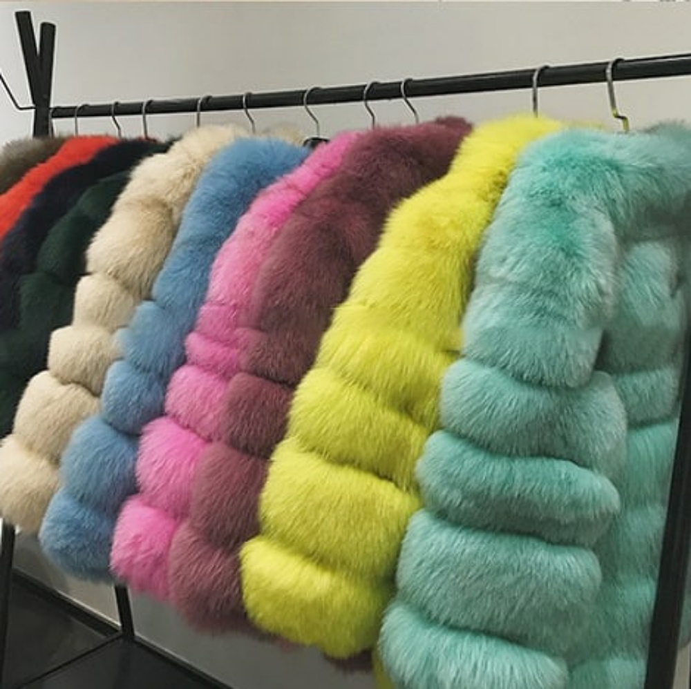 Handmade fox fur coat with Collar